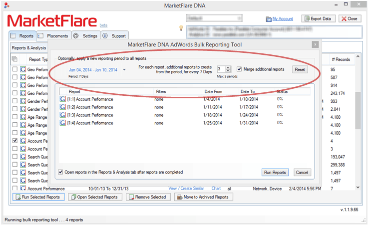 Custom weeks or periods for AdWords reports